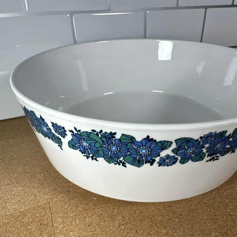 Vintage Corning Centura Evening Song Pattern Bowl Floral Rim Mid Century